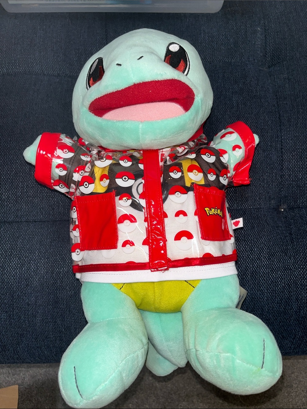 Build-A-Bear Light Blue Squirtle Plush with Red Poké Ball Jacket